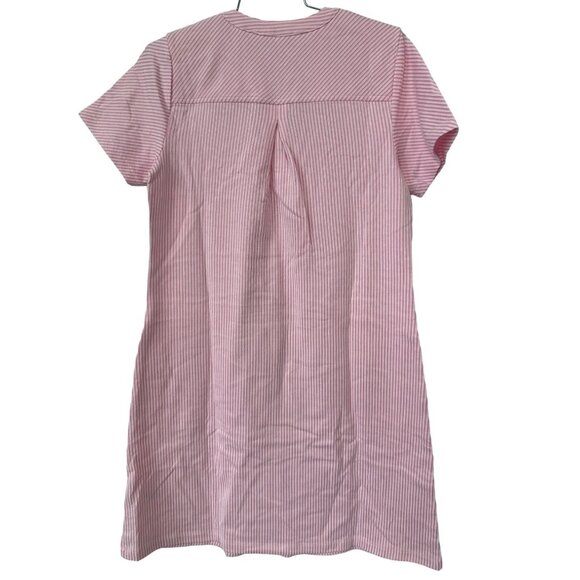 Isaac Mizrahi Live Pink White Textured Tshirt Dress Short Sleeve Womens Size XS - Picture 2 of 6